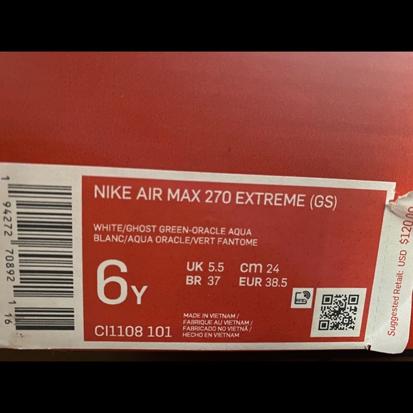 Nike Air Max 270 Extreme CI1108 101 6Y W7.5 No Lid - Picture 11 of 11